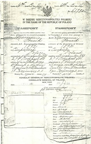 Copy of Maryanna Prusik Passport 1920